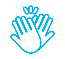 line drawing of two hands high-fiving